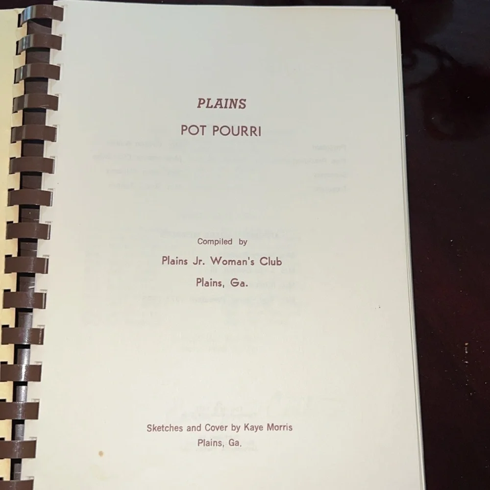 Vintage 77 Spiral Bound First Edition Plains Pot Pourri Cookbook Rosalynn Carter